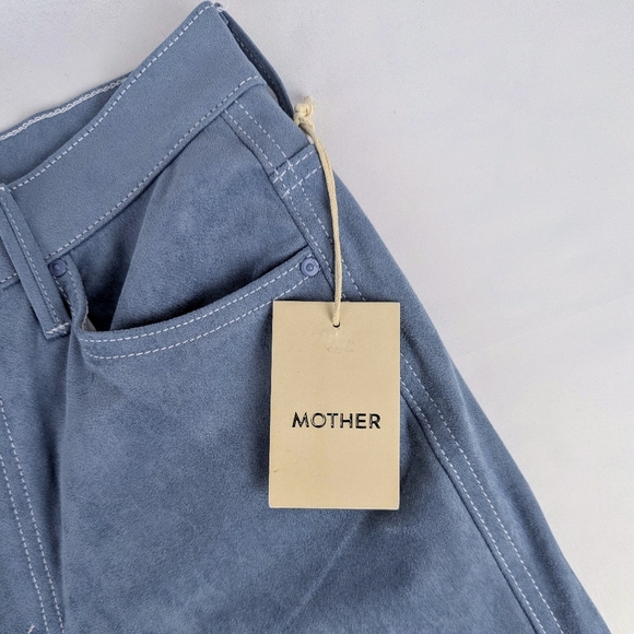 MOTHER The Desperado Faux Suede Bootcut High Rise Stretch Blue Hoo Wash 27 NWT - Picture 16 of 16